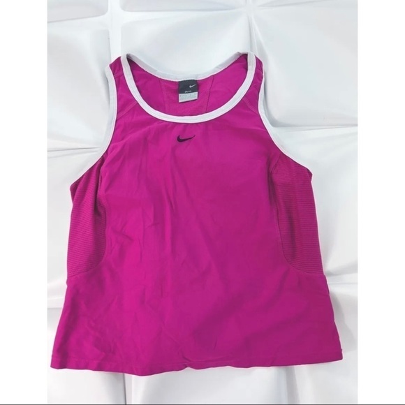 Nike Womens Sz L Pink Dri- Fit Cropped Tank Top Logo Breathable - Picture 1 of 7